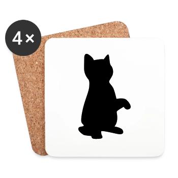 cat kitten - Coasters (set of 4) - white - Front