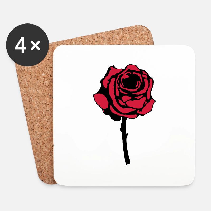 rose - Coasters (set of 4) - white