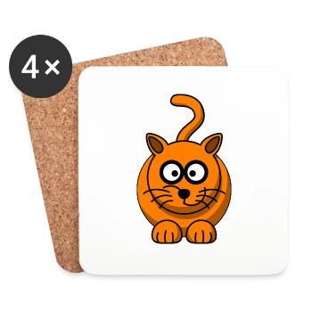 Süße Katze - Untersetzer (4er-Set) - Weiß - Vorne