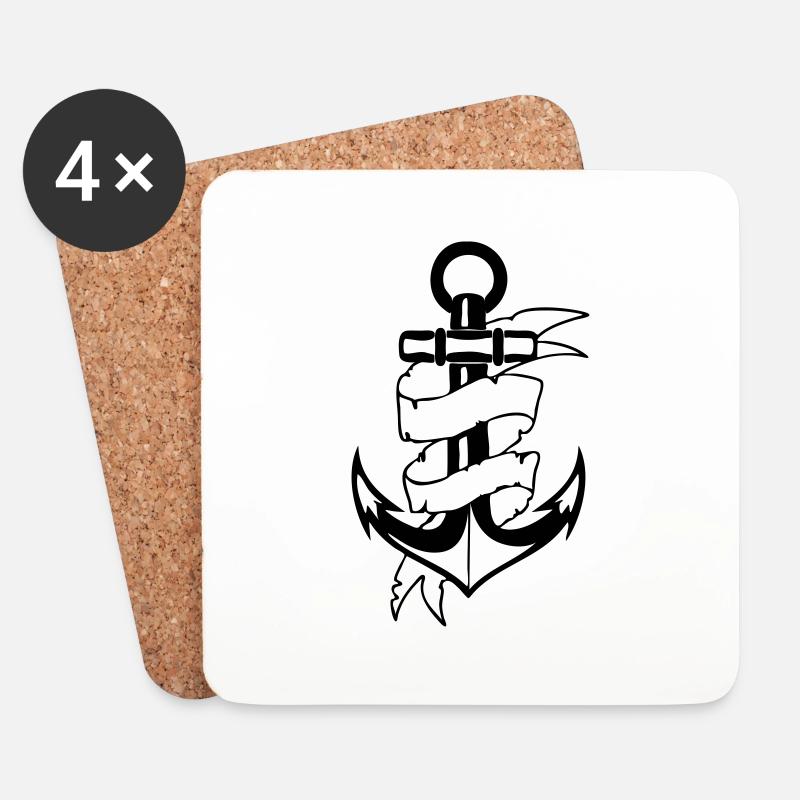 Anker-Banner - Untersetzer (4er-Set) - Weiß
