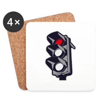 Rote Ampel - Untersetzer (4er-Set) - Weiß - Vorne