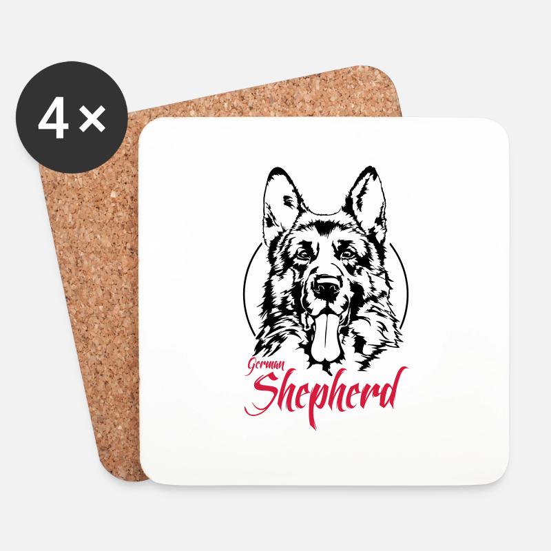 GERMAN SHEPHERD Hund Hunde Wilsigns Schäferhund - Untersetzer (4er-Set) - Weiß