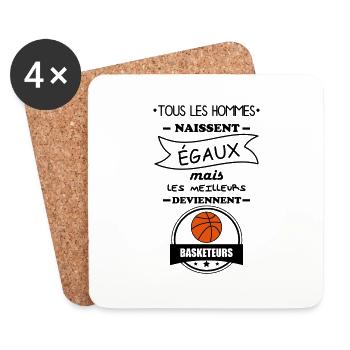 hommes basketeurs,basket,basket-ball - Dessous de verre (lot de 4) - blanc - Devant