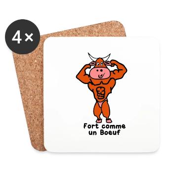 fort comme un boeuf - Dessous de verre (lot de 4) - blanc - Devant