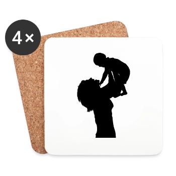 Maman et bébé - Dessous de verre (lot de 4) - blanc - Devant