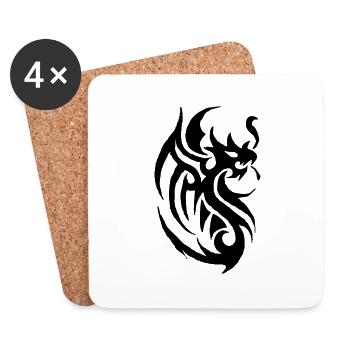 tribal tattoo dragon - Dessous de verre (lot de 4) - blanc - Devant