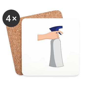cleaning cleaning woman broom wischmop74 - Coasters (set of 4) - white - Front