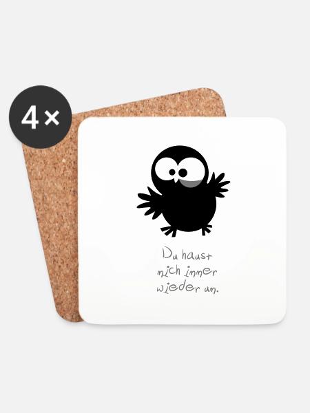 An owl / / You knock me around again and again. - Coasters (set of 4) - white