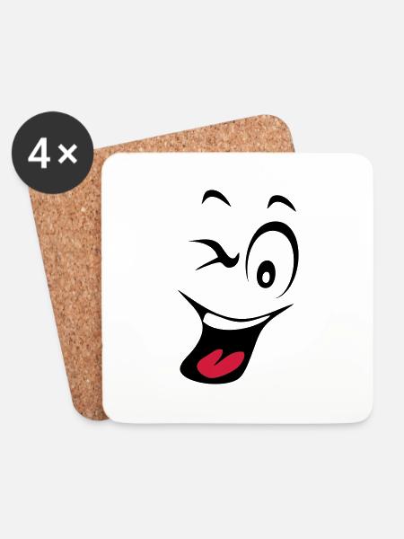laughing smiley humeur1 - Coasters (set of 4) - white