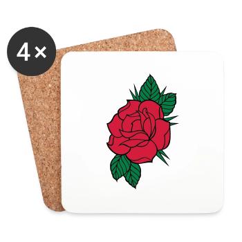 Rose - Tricolore - Dessous de verre (lot de 4) - blanc - Devant