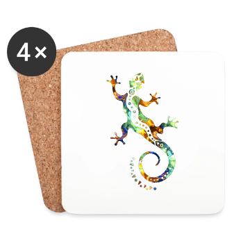 GECKO abstrakt bunt - Untersetzer (4er-Set) - Weiß - Vorne