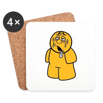 dessin animé dessin animé homme épuisé soleil pluie tr - Dessous de verre (lot de 4) - blanc - Devant