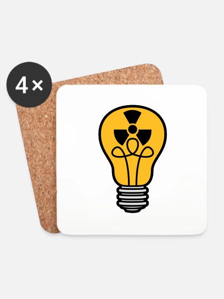 atom energie zeichen symbol radioaktiv gluehbirne - Untersetzer (4er-Set) - Weiß