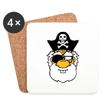 tête visage pirate capitaine marin marin marin sae - Dessous de verre (lot de 4) - blanc - Devant