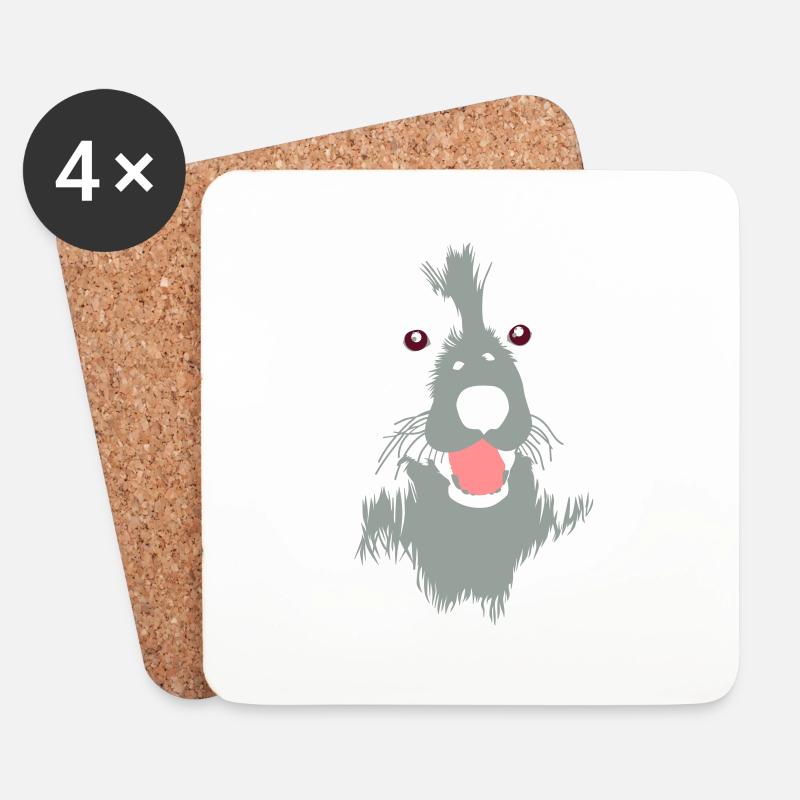 Gerichteter Hund - Untersetzer (4er-Set) - Weiß