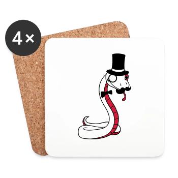 Sir gentlemen cylinder rich monocle glasses s - Coasters (set of 4) - white - Front