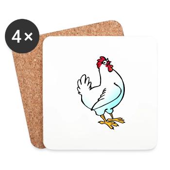 Poule - Dessous de verre (lot de 4) - blanc - Devant