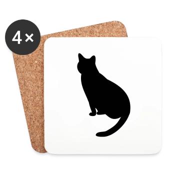 Katze - Untersetzer (4er-Set) - Weiß - Vorne