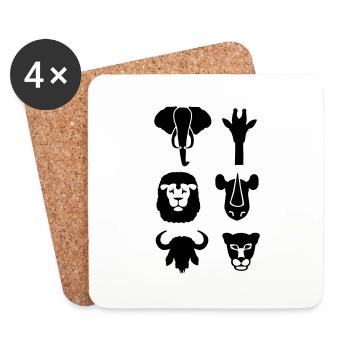Africa wildlife animals - Coasters (set of 4) - white - Front