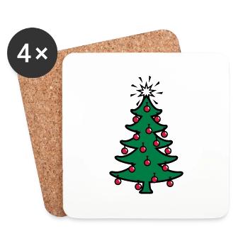 Weihnachtsbaum / xmas tree (3c) - Coasters (set of 4) - white - Front