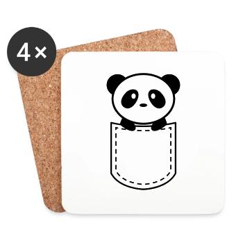 panda dans une poche - Dessous de verre (lot de 4) - blanc - Devant