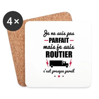 pas parfait routier,cadeau chauffeur routier - Dessous de verre (lot de 4) - blanc - Devant