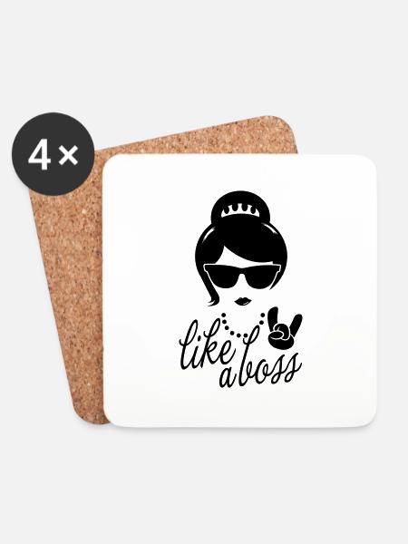 Like a i love strong hipster female boss woman mom - Coasters (set of 4) - white