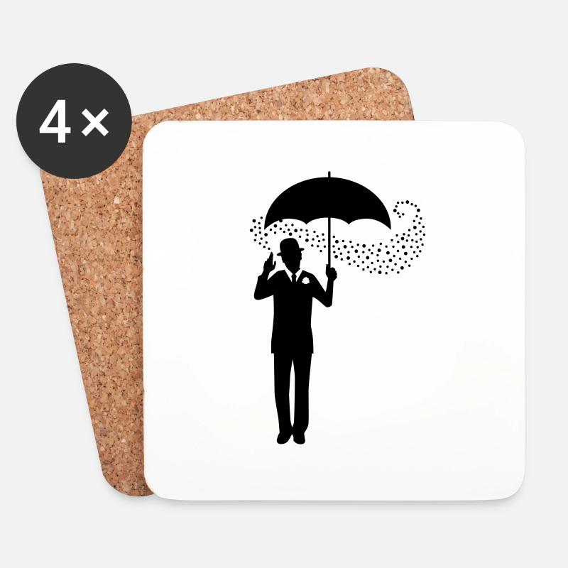 Magician - Umbrella - Melon - Pantomime - 1C - Coasters (set of 4) - white