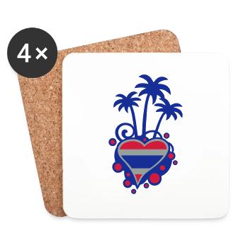 Conception de palmiers (Coeur thaïlandais) - Dessous de verre (lot de 4) - blanc - Devant