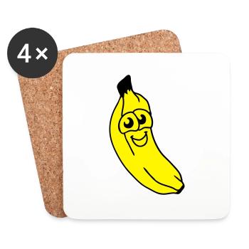 petite banane - Dessous de verre (lot de 4) - blanc - Devant