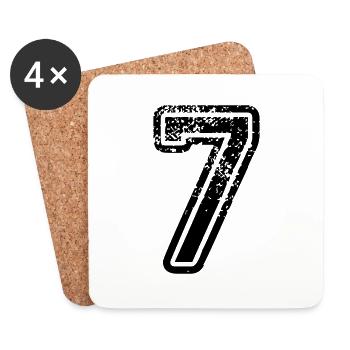 7 - Nummer - Untersetzer (4er-Set) - Weiß - Vorne