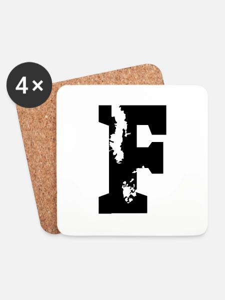 F - Buchstabe - Untersetzer (4er-Set) - Weiß