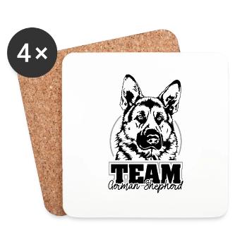 TEAM GERMAN SHEPHERD Wilsigns Hundesport Hunde - Untersetzer (4er-Set) - Weiß - Vorne