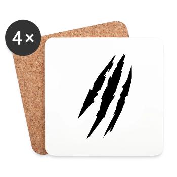 Bête animal claw marks marques griffes - Dessous de verre (lot de 4) - blanc - Devant