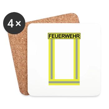 Feuerwehr-Neon - Untersetzer (4er-Set) - Weiß - Vorne