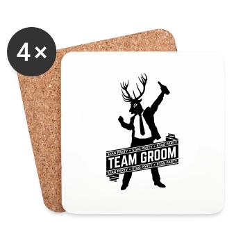 Team Groom / Stag Party (JGA / 1C) - Untersetzer (4er-Set) - Weiß - Vorne