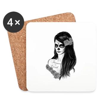 La Catrina schwarz weiß - Untersetzer (4er-Set) - Weiß - Vorne