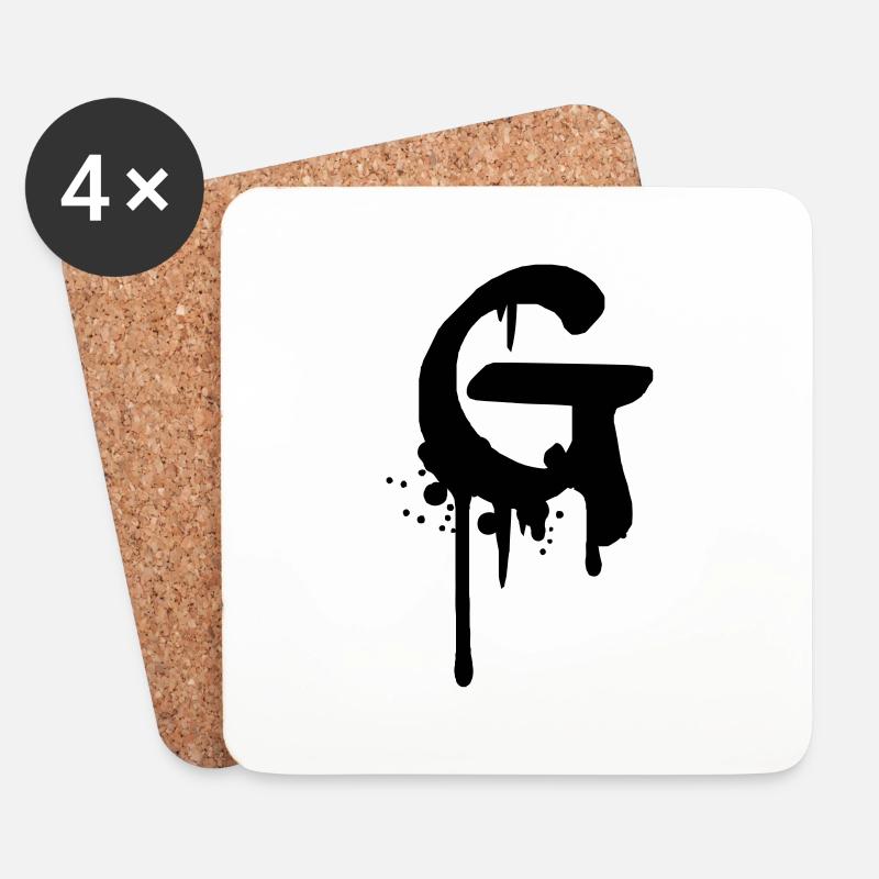 G Graffiti Tropfen Farbklex Spray - Untersetzer (4er-Set) - Weiß