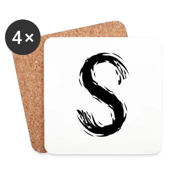 Letter S Black - Coasters (set of 4) - white - Front