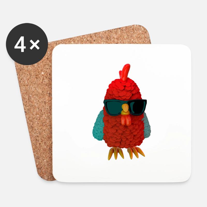 Kühles rotes Huhn stark - Untersetzer (4er-Set) - Weiß