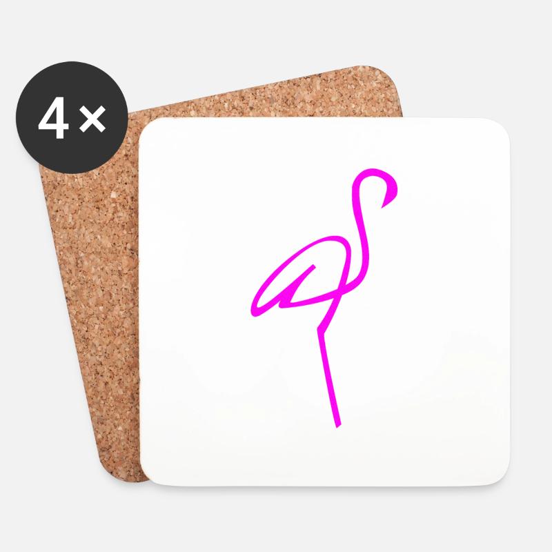 Flamingo - Untersetzer (4er-Set) - Weiß