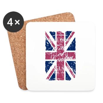 Union Jack - London - Vintage Look - Coasters (set of 4) - white - Front