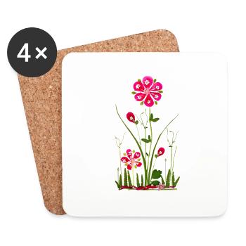 Fantasy Flower, fleur, été, jardin, anniversaire - Dessous de verre (lot de 4) - blanc - Devant
