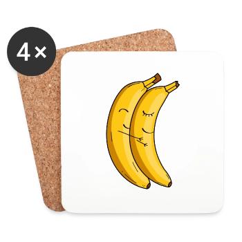 Banana Cuddle Love - Coasters (set of 4) - white - Front