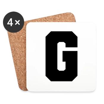 G - capital letter single, bold and serif - Coasters (set of 4) - white - Front