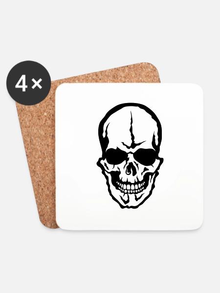 skull skull skull - Coasters (set of 4) - white