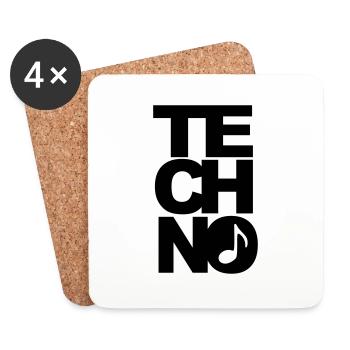 techno - Untersetzer (4er-Set) - Weiß - Vorne