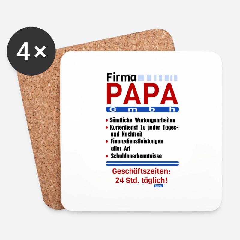 Papa GmbH 4 HARIZ Papa Vatertag Geschenk - Untersetzer (4er-Set) - Weiß