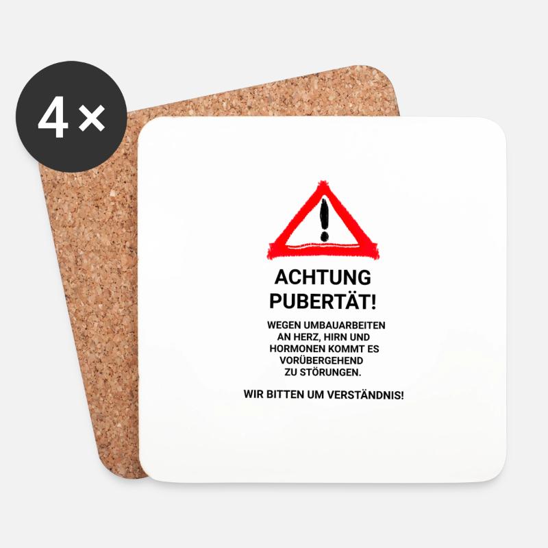 Achtung Pubertät! - Untersetzer (4er-Set) - Weiß