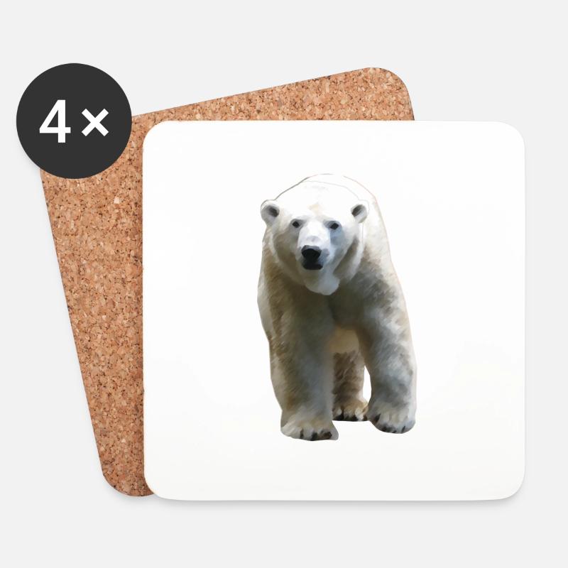 Polar Bear - Eisbär - Untersetzer (4er-Set) - Weiß